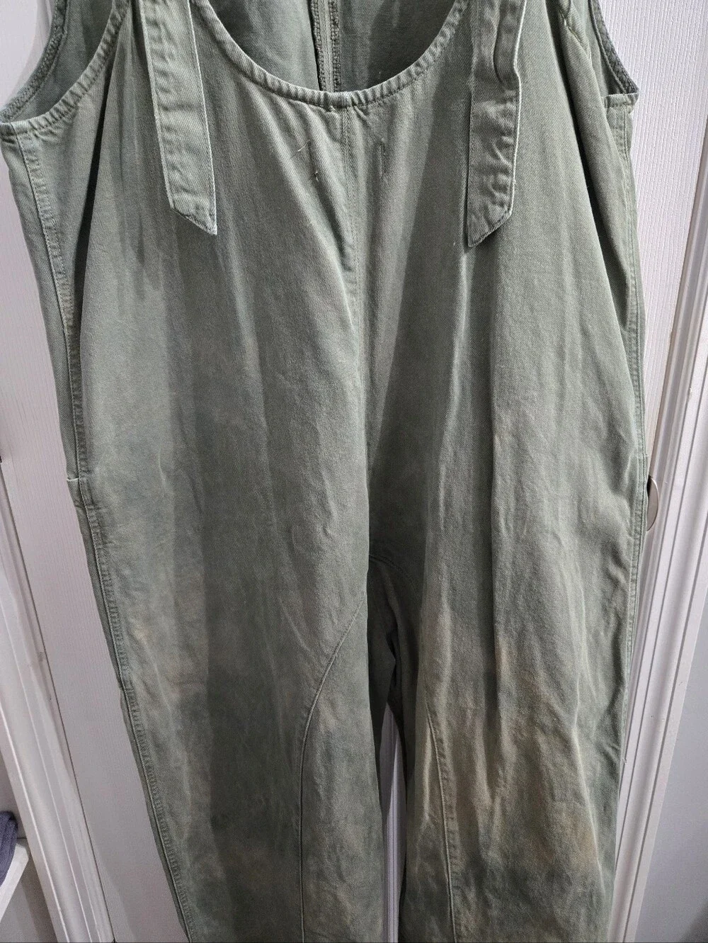 Free People We The Free High Roller Overalls Jumpsuit EUC Olive Sz XL